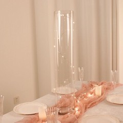 CLEAR 2 Round 32″ Cylinder Glass Flower VASES Centerpieces Party Decorations