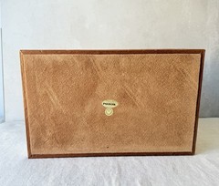 Vintage Palecek Tesselated Capiz Shell Mosaic Tile Large Keepsake Box Suede 11×7