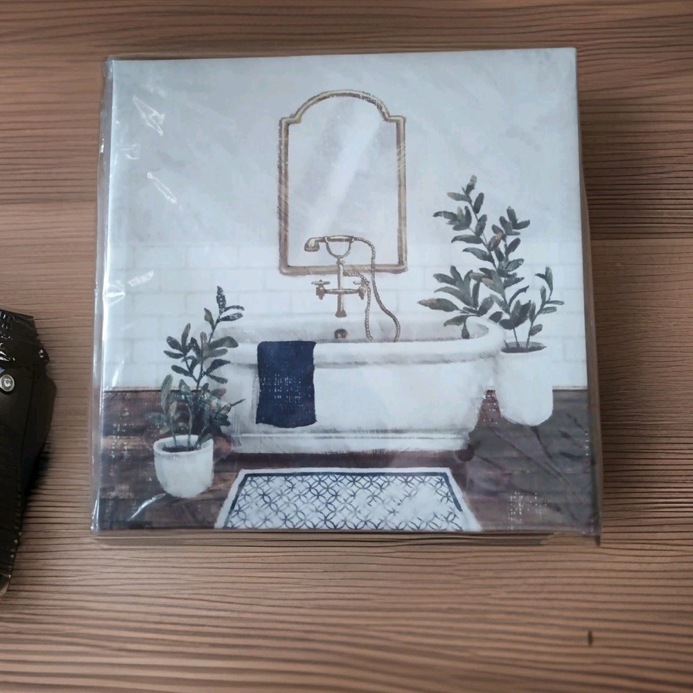 New Special Moments 9 in x 9 in Picture Bathroom Scene Canvas Wall Mount