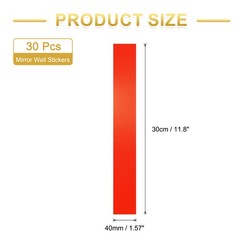 30 Pcs Striped Mirror Stickers, 1.57» x 11.8» Mirror Wall Stickers, Red
