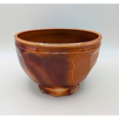 Vintage signed dated studio pottery bowl glossy matte glaze brown speckles