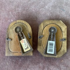 Small Vintage Mid Century Arched Wood Picture frames Holds 2 x 3 Glass Lot 2