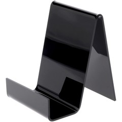 Plymor Black Acrylic Flat Back Easel w/ 2″ Box Ledge, 5.5″ H x 4″ W x 5″ D