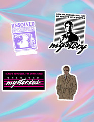 Unsolved Mysteries Retro crime TV 4pc Sticker Pack