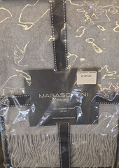 NEW MAGASCHONI HOME 100% CASHMERE THROW BLANKET 50″x60″ FLANNEL HEATHR GREY $298