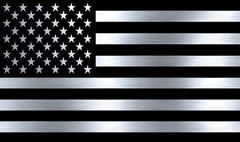 Sticker metallic silver color vinyl laminated American flag subdued Made in USA