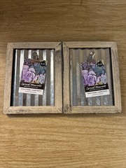 2 Farmhouse Style 6″ Picture Frames 2” X 3” Photo Wood Tin Metal Clip Rustic