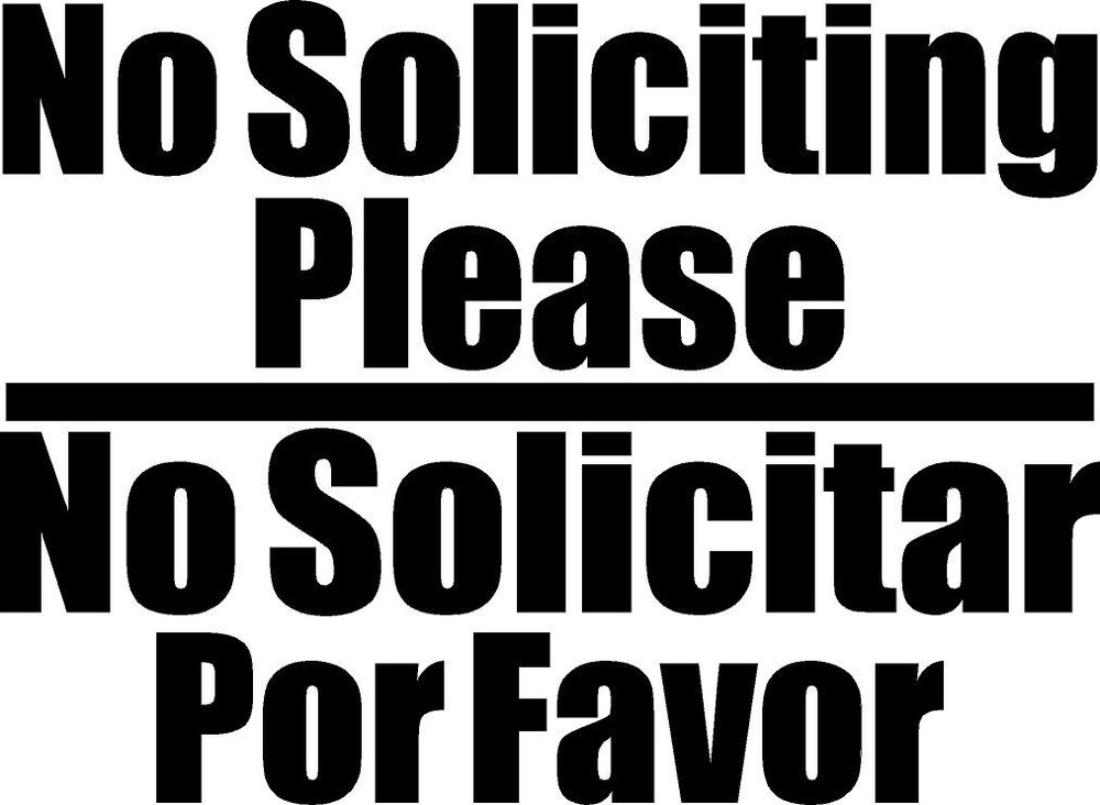 Please No Soliciting  No Solicitar sticker decal for windows homes or business