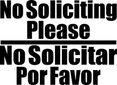 Please No Soliciting  No Solicitar sticker decal for windows homes or business