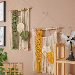 Boho Macrame Wall Hanging Tapestry, Handmade Leaf Woven Decor for Home Walls
