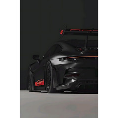 Black Porsche 911 GT3 RS Poster Dark Automotive Supercar Art Print