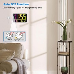 13″ Bluetooth Auto Sync Wall Clock- Large Digital Alarm Clock with Remote, RG…