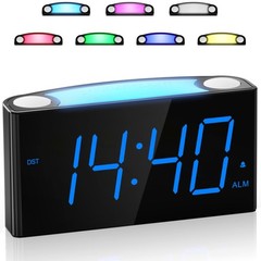 Digital Alarm Clock for Bedroom – 7 Color Night Light, USB and Type-C Charger,7.