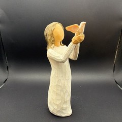 Willow Tree Soar Angel Figurine Beige Wood Freestanding Decor