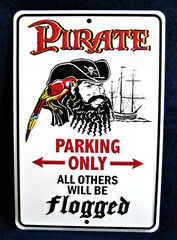 PIRATE Parking Only -*US MADE*- Embossed Metal Sign – Man Cave Garage Bar Décor