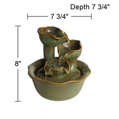 Organic Water Lily Modern Zen Cascading Indoor Tabletop Water Fountain 8″ Table
