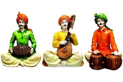 Rajasthani Cultural Musicians Men Showpiece Polyresin Figurines Sculpture Statue