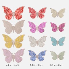 12 Pcs new model 2 layers decorative butterfly for all occasions
