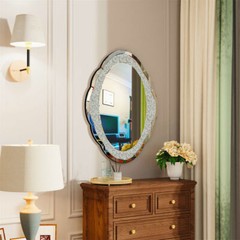 Elegant Cloud Shape Accent Mirror Bling Crushed Diamond for Bathroom Hall Decor