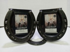 Nordic Forge Custom Made Picture Frame Real Horse Shoes & Nails Western Country