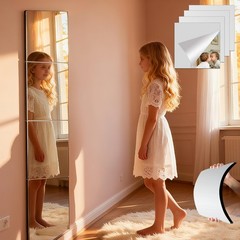 Unbreakable Kids Mirror Tiles for Wall Decor, 4 PCS 8 x 8 Inches Toddler Mirr…