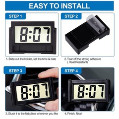 New 3 Pack Mini Digital Clock Small Adhesive Stick On Easy To Read Large Numbers