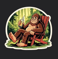 Bigfoot Big Foot Drinking Beer Sticker! Fast Shipping!