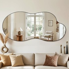 Irregular Wall Mirror, 30″x60″ Asymmetrical Mirror with Metal Frame, Modern Uniq