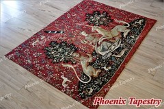 (MEDIUM) SIGHT The Lady & Unicorn Medieval Tapestry Wall Hanging Jacquard Weave