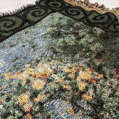 Barbara Mack Antiquarian Tapestry Woven Fringed Throw Blanket 56”x44” Flawed