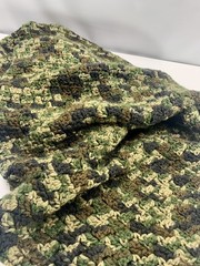 Handmade Crochet Blanket Afghan Lap Throw Camouflage Look ￼30in x 42in Vintage