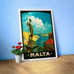 Malta, Valletta 1910s — retro travel poster, vintage travel art print