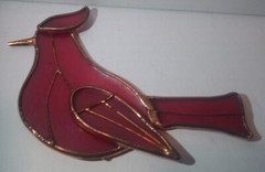 Suncatcher – Cardinal Bird 6″ Plastic Acrylic w Copper Sun Catcher ; Red Robin