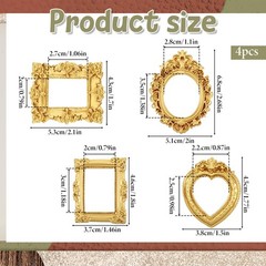 4 Pcs Mini Picture Frames,Small Vintage Picture Frame Gold Mini Frames for Cr…