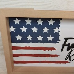 New! «Let Freedom Ring» Box Frame «Summer» USA American Flag Decor Reversible .