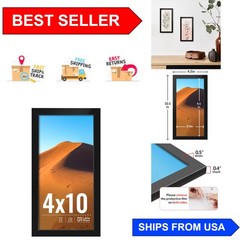 Versatile 4×10 Matte Black Picture Frame for Vertical or Horizontal Display