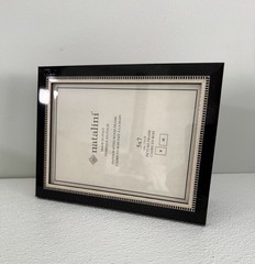 NEW Natalini Handmade 5 x 7″ Italy Lacquer Photo Picture Frame Wood Black Cream