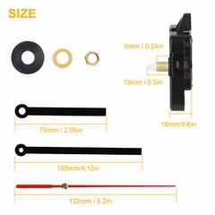Replacement Quartz Wall Clock Movement Mechanism Motor With Hands & Fittings Kit