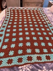 Vintage Crocheted Afghan Granny Blanket Throw Handmade 44” X 65” MCM Colors 70’s
