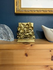 Vintage Gold Magnolia BookendGilt Floral Hollywood Regency Decor