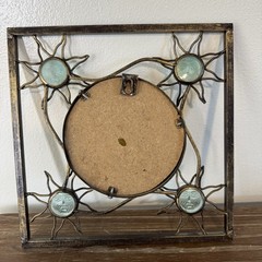 Vintage Celestial Glass Wall Mirror Sun Iron Metal Accent Whimsical Boho 90s