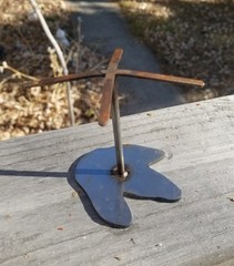 Metal Display Stand 3″ Dinosaur Foot Print Base 3.5″ Tall Unpainted