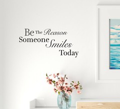 Wall Decal Lettering Motivation Phrase Smiles Positive Vinyl Decor Black gz451