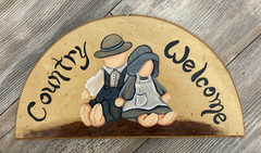 Wood Cottage Sign «Country Welcome» 14.5″X7″ Vintage Handmade