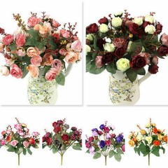 21pc/Bunch Artificial Rose Flowers Bouquet Wedding Party Home Decor Little Rose