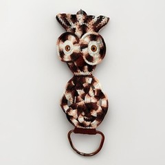 Vintage Owl Towel Holder 70s Macrame 19” Long Brown Kitchen Bathroom Decor Retro