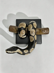 Ball Python Wall Sculpture Gothic Snake Wall Decor Wooden Reptile Hanging Art