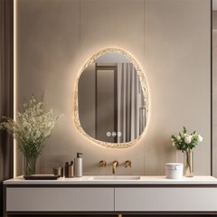 Irregular Wall LED Mirror Clear-crystal Glass Frame Vanity Mirror with Backlit