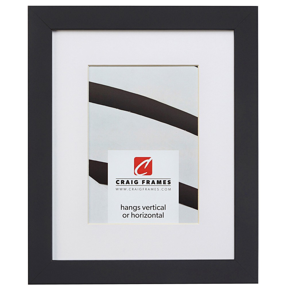 Craig Frames Essentials, 1″ Wide Modern Simple Black Picture Frame With a Mat