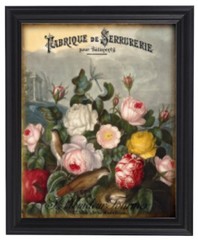 Vintage Antique Roses Art Wall Print French Typography ~Temple of Flora ~ Giclee